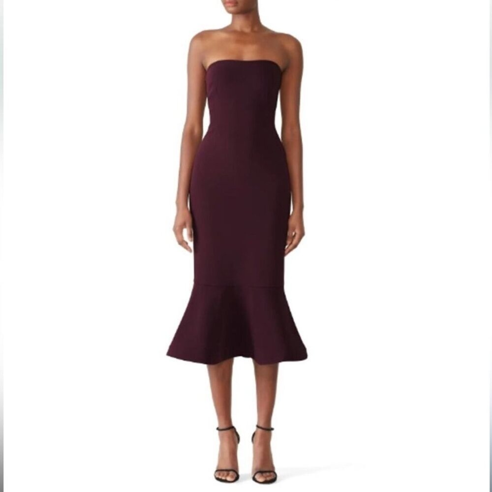 Cinq a Sept Luna Midi Dress Vino Size 2 Strapless Dress Trumpet Fit & Flare.
